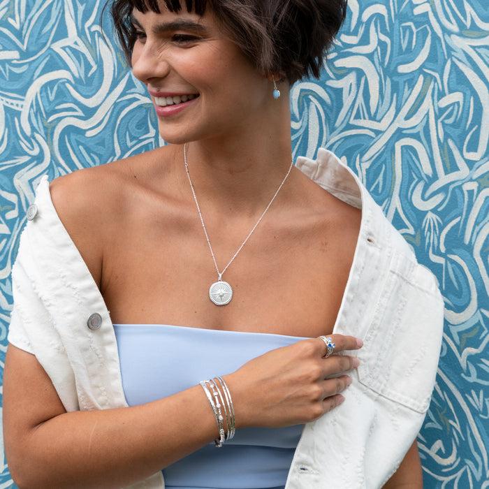 Dower & Hall Round White Topaz Array Bangle