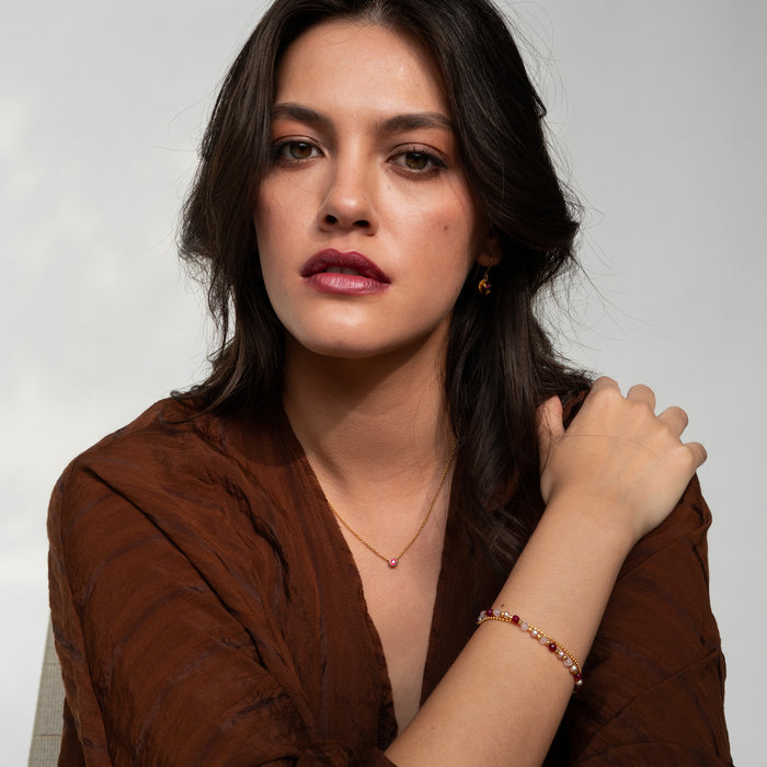 Dower & Hall Ruby Round Dewdrop Pendant