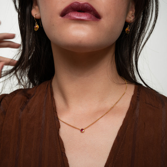 Dower & Hall Ruby Round Dewdrop Pendant