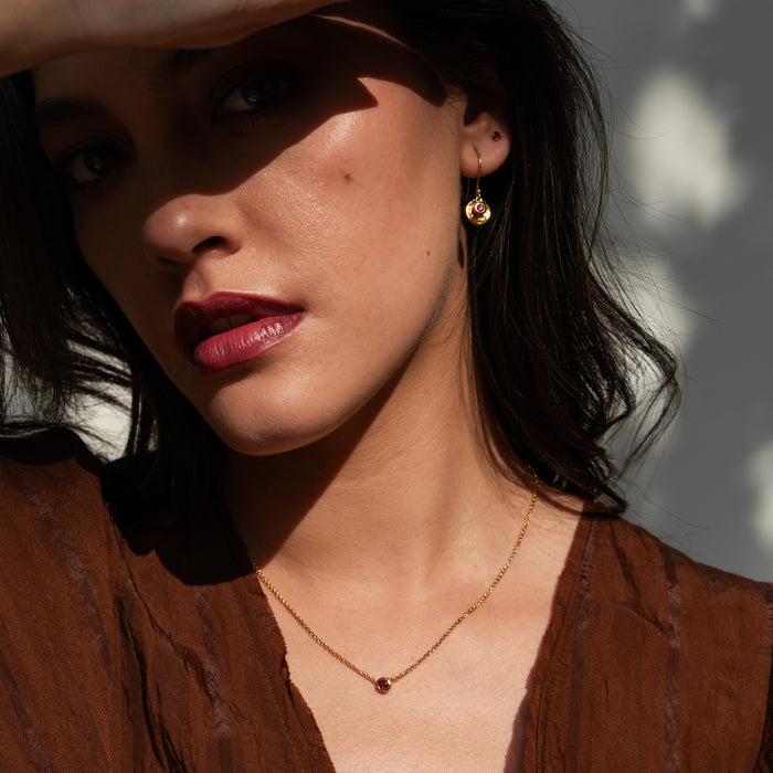 Dower & Hall Ruby Round Dewdrop Pendant