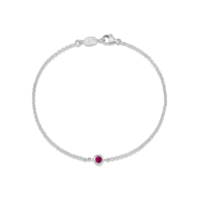 Dower & Hall Single Ruby Dewdrop Chain Bracelet