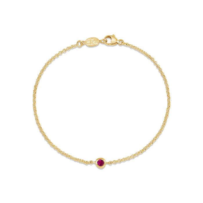 dower & hall Single Ruby Dewdrop Chain Bracelet