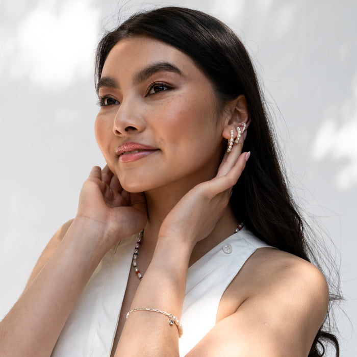 Dower & Hall Small Timeless Pearl Huggie Hoops