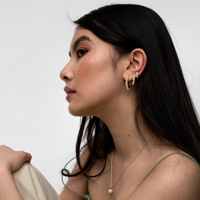 Dower & Hall Small Timeless Pearl Huggie Hoops