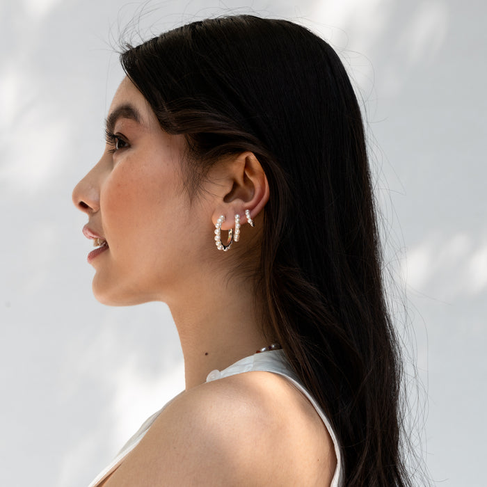 Dower & Hall Small Timeless Pearl Huggie Hoops