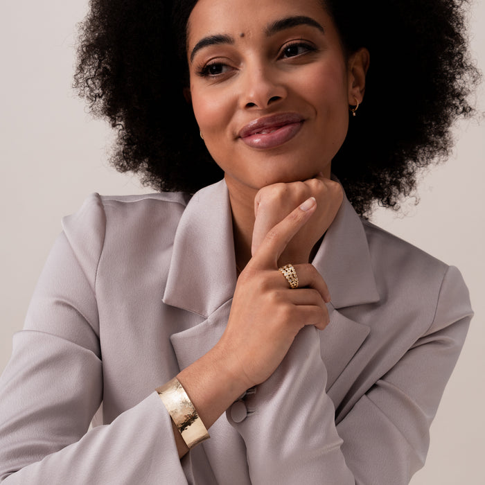 Dower & Hall Solid Gold Hammered Concave Cuff