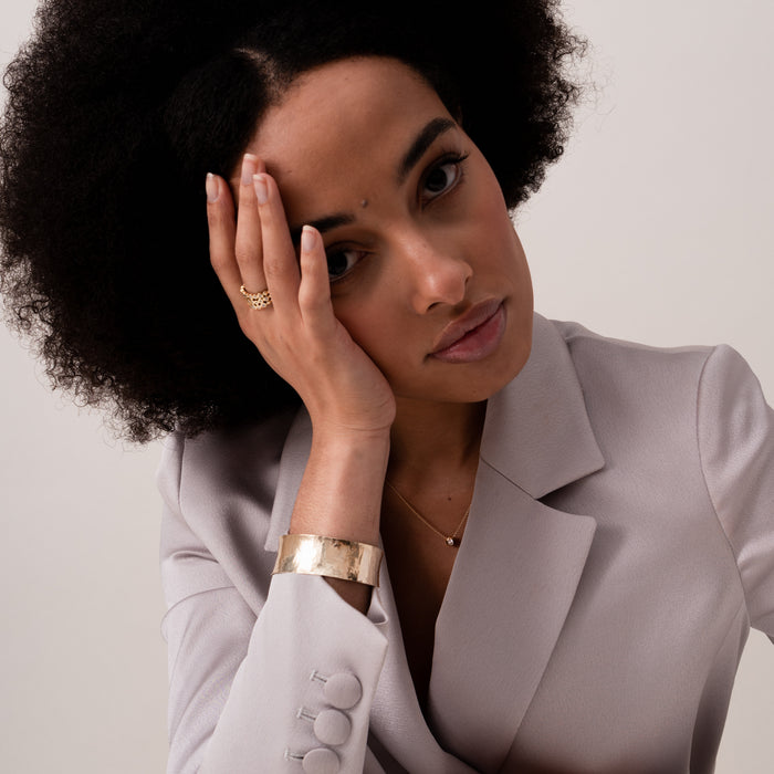 Dower & Hall Solid Gold Hammered Concave Cuff