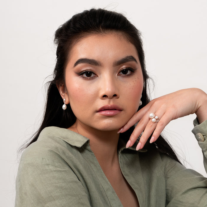 Dower & Hall Statement Triple Luna Pearl Ring