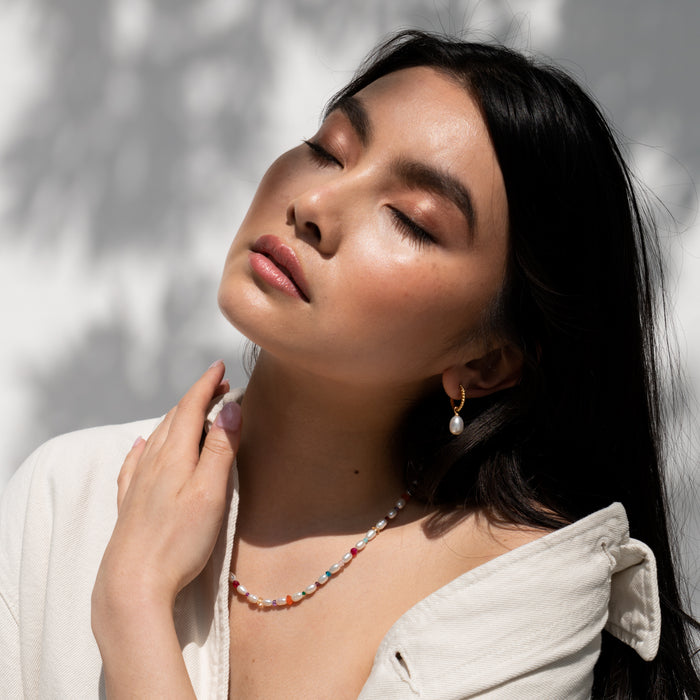 Dower & Hall Timeless Oval Pearl Charm Hoops