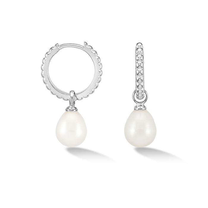 Dower & Hall Timeless Oval Pearl Charm Hoops