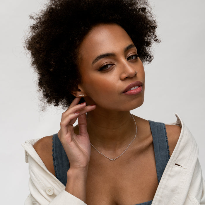 Dower & Hall Timeless Triple Pearl Bar Studs