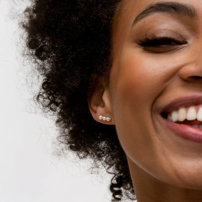 Dower & Hall Timeless Triple Pearl Bar Studs