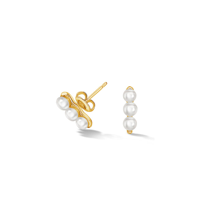 dower & hall Timeless Triple Pearl Bar Studs