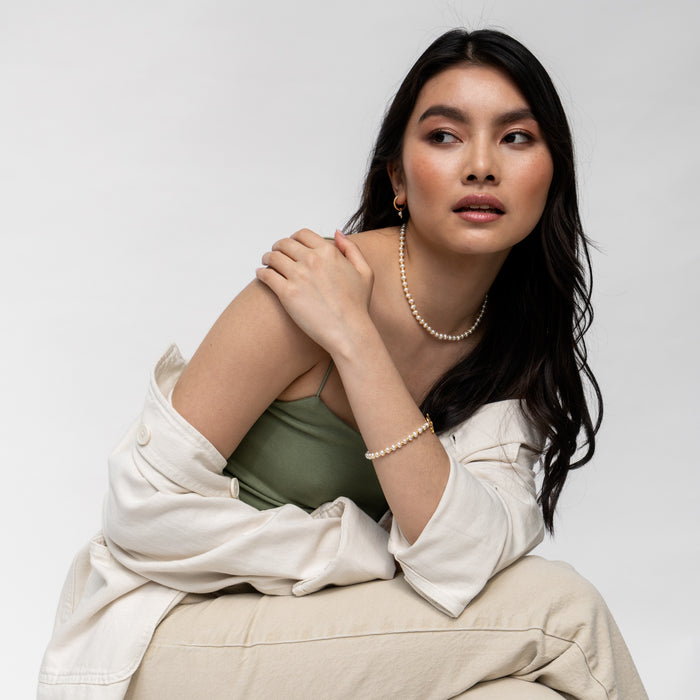 Dower & Hall Timeless White Pearl Halo Bracelet