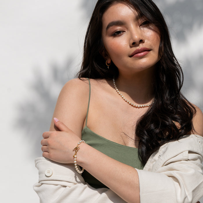 Dower & Hall Timeless White Pearl Halo Bracelet