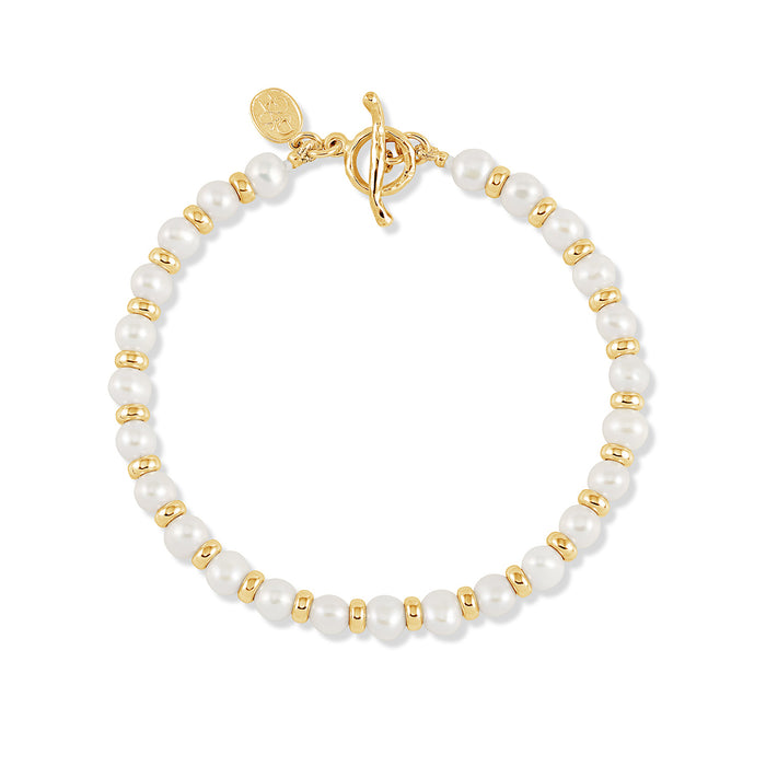 dower & hall Timeless White Pearl Halo Bracelet