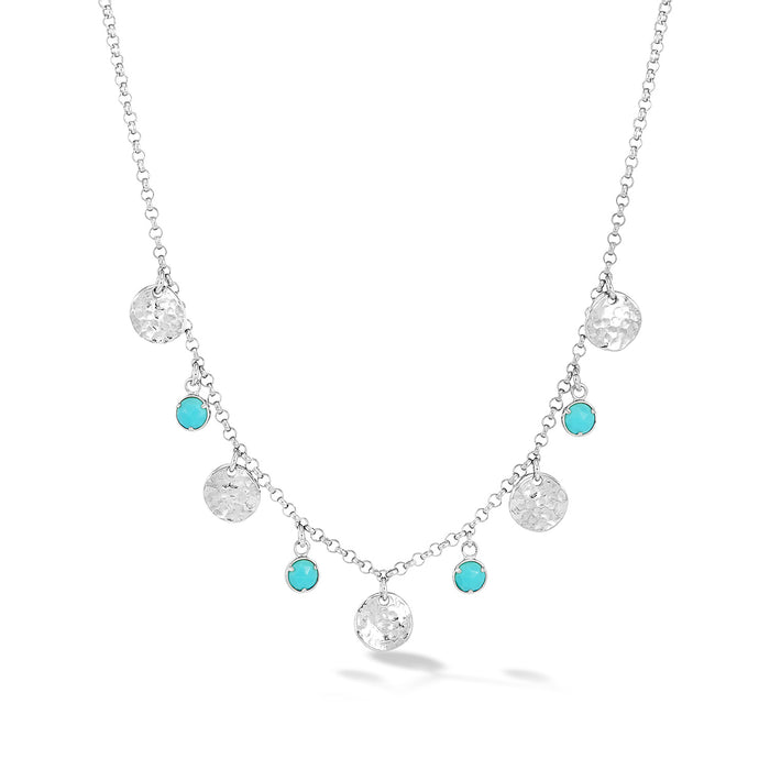 Dower & Hall Turquoise & Hammered Disc Collar Necklace
