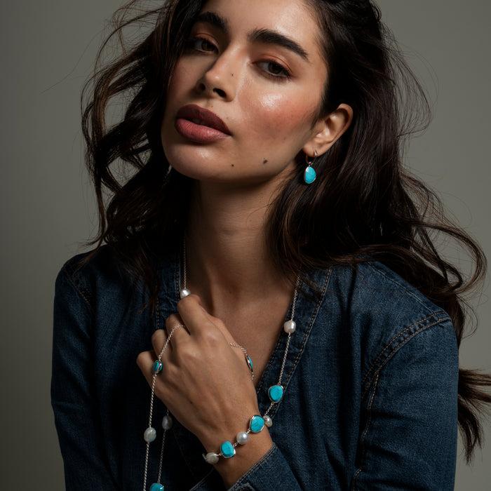 Dower & Hall Turquoise & Pearl Pebble Bracelet