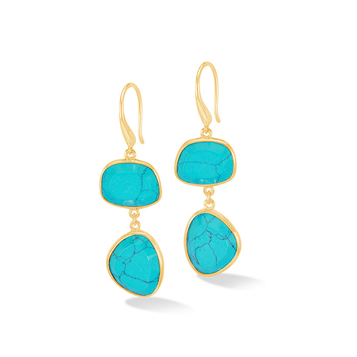 dower & hall Turquoise Pebble Drop Earrings