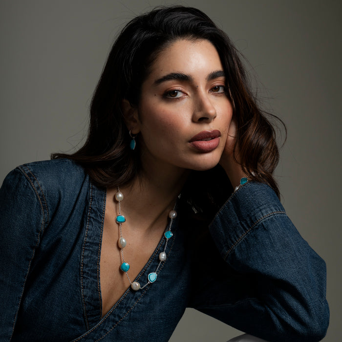 Dower & Hall Turquoise Pebble Huggie Hoops