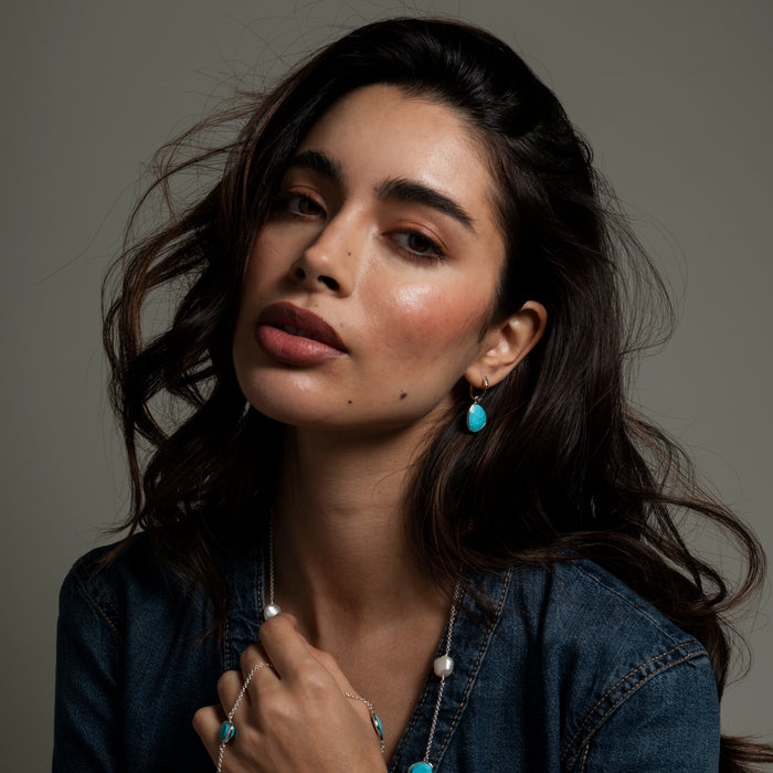 Dower & Hall Turquoise Pebble Huggie Hoops