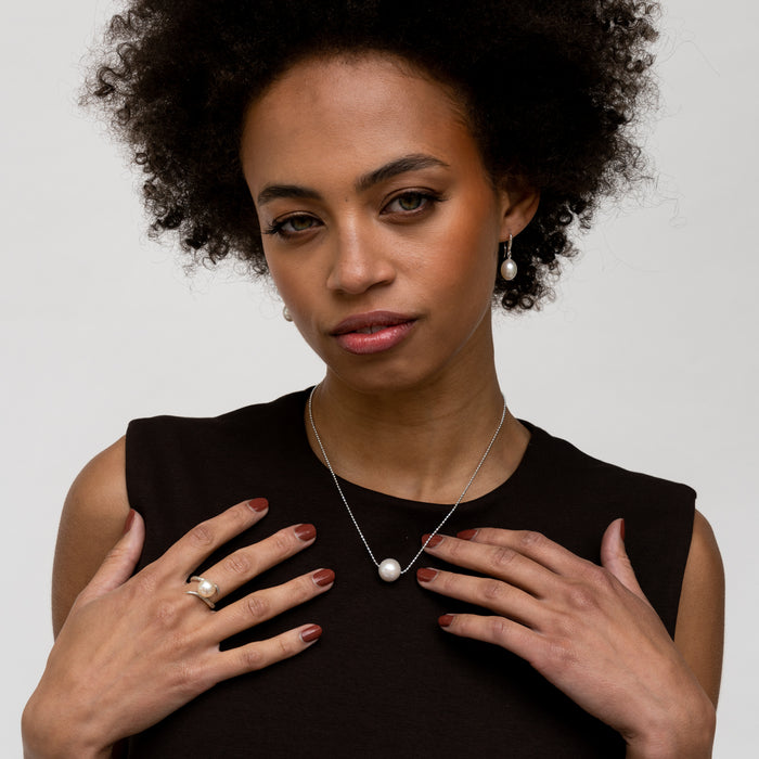 Dower & Hall Twisted White Freshwater Pearl Ring