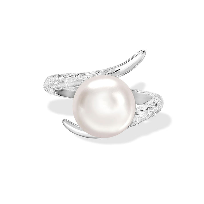 dower & hall Twisted White Freshwater Pearl Ring