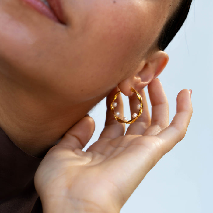 Dower & Hall Waterfall Baroque Pearl Hoops