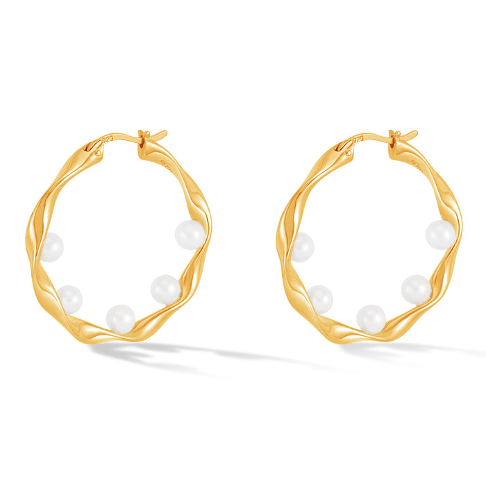 dower & hall Waterfall Baroque Pearl Hoops