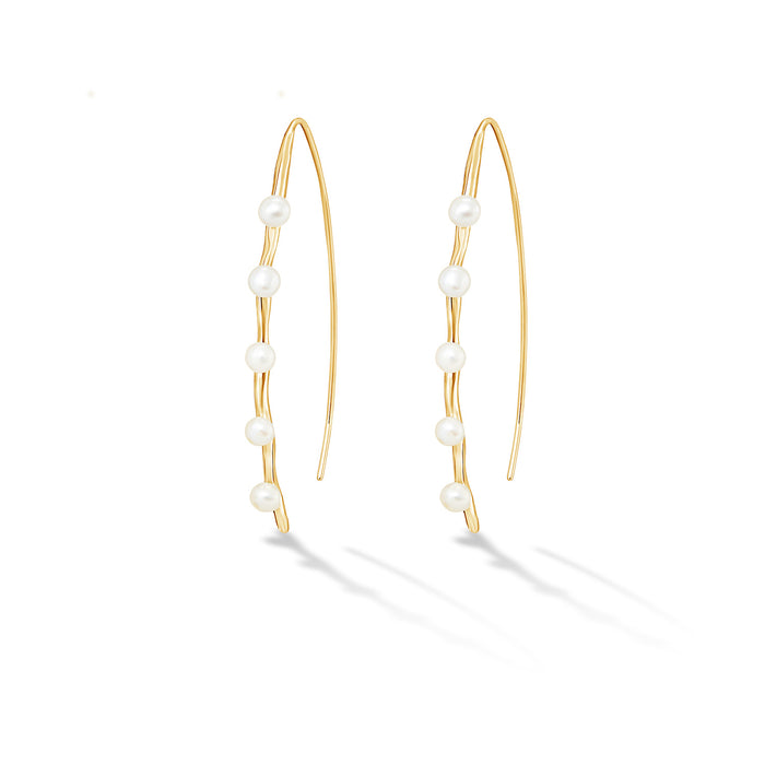dower & hall Waterfall Long Pearl Droplet Earrings