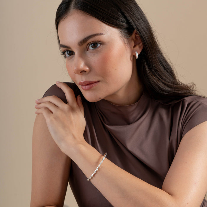 Dower & Hall Waterfall White Freshwater Pearl Bangle