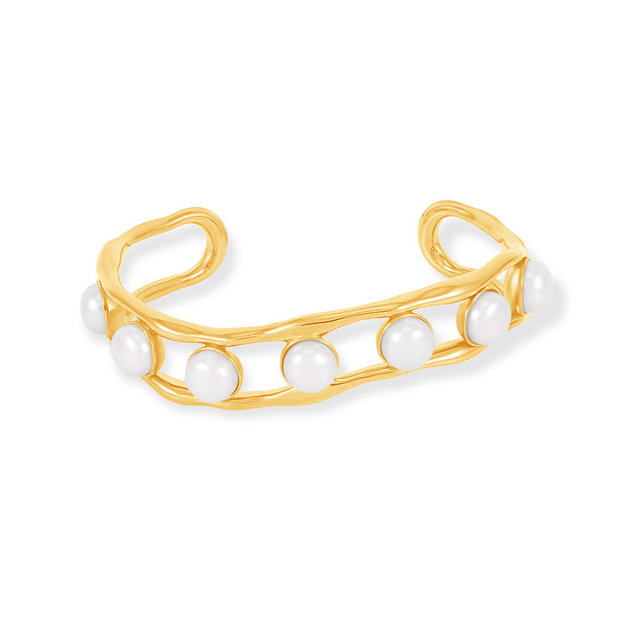 Dower & Hall Waterfall White Pearl Cuff Bangle