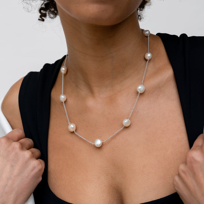 Dower & Hall White Baroque Pearl Chain Necklace