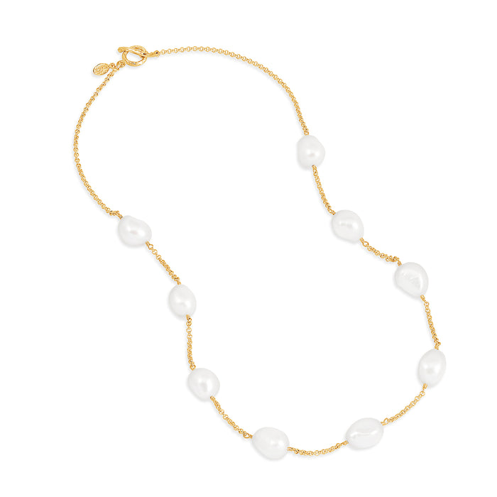 Dower & Hall White Baroque Pearl Chain Necklace
