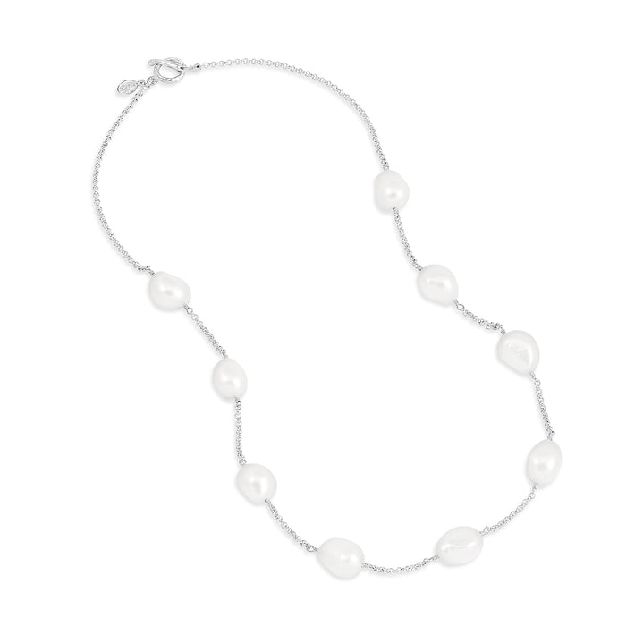 dower & hall White Baroque Pearl Chain Necklace