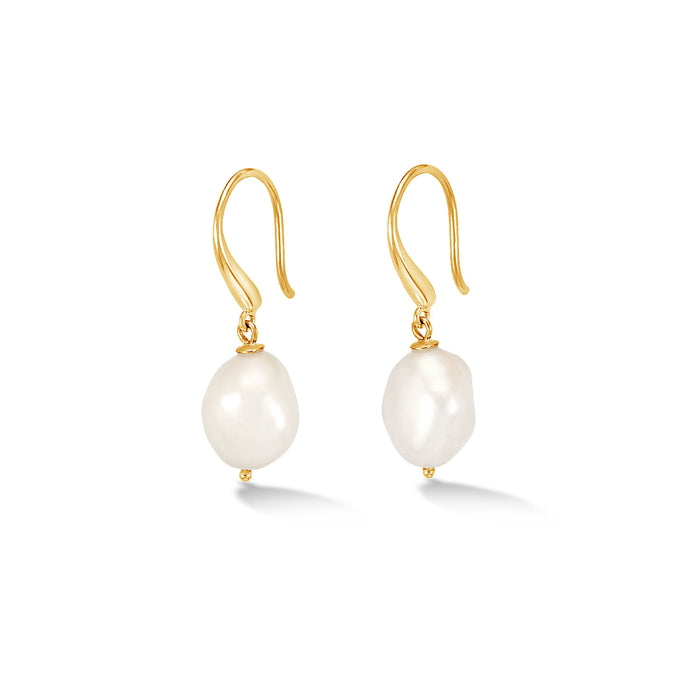 Dower & Hall White Baroque Pearl Earrings