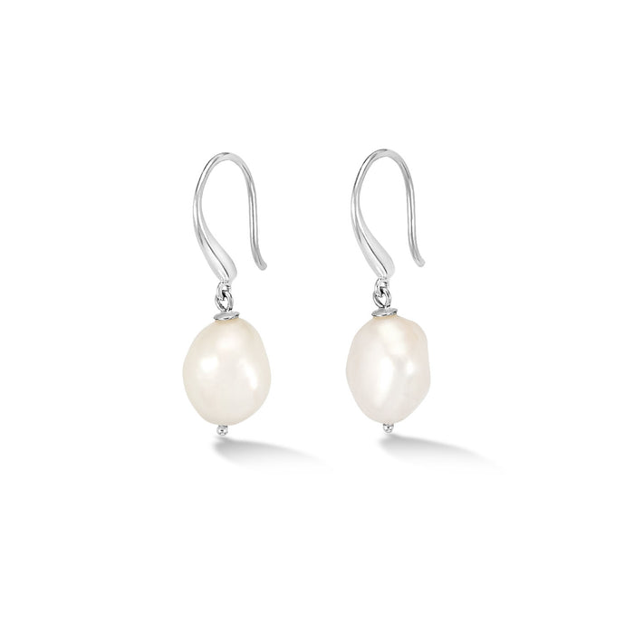 dower & hall White Baroque Pearl Earrings