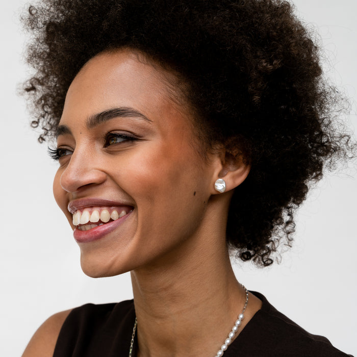 Dower & Hall White Keshi Pearl Studs