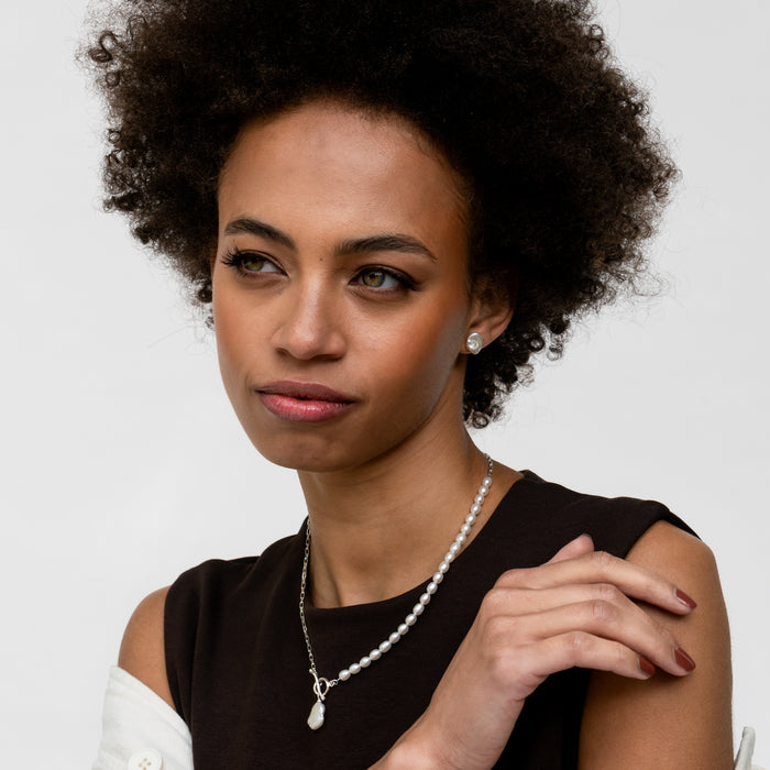 Dower & Hall White Keshi Pearl Studs