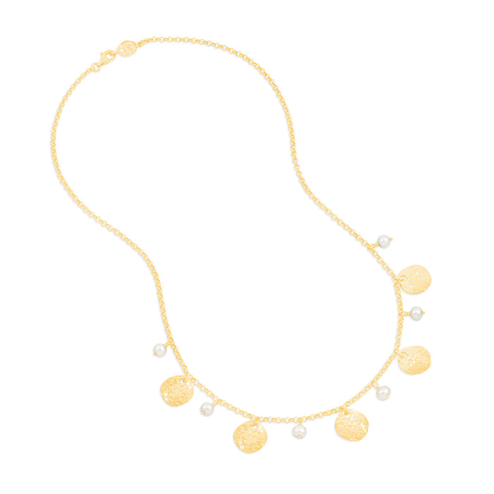 Dower & Hall White Pearl & Disc Collar Necklace