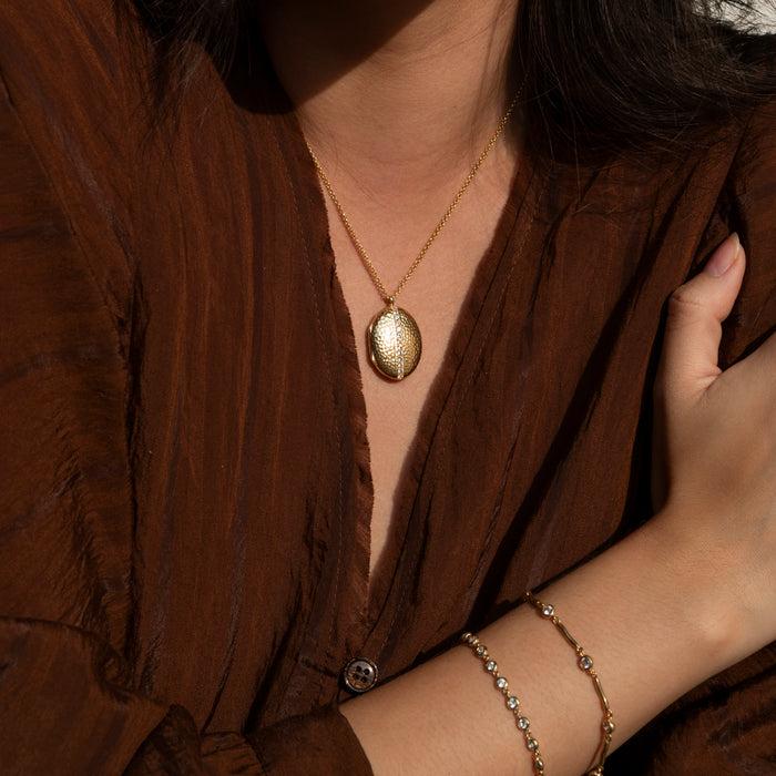 Dower & Hall White Sapphire 26mm Oval Lumiere Locket