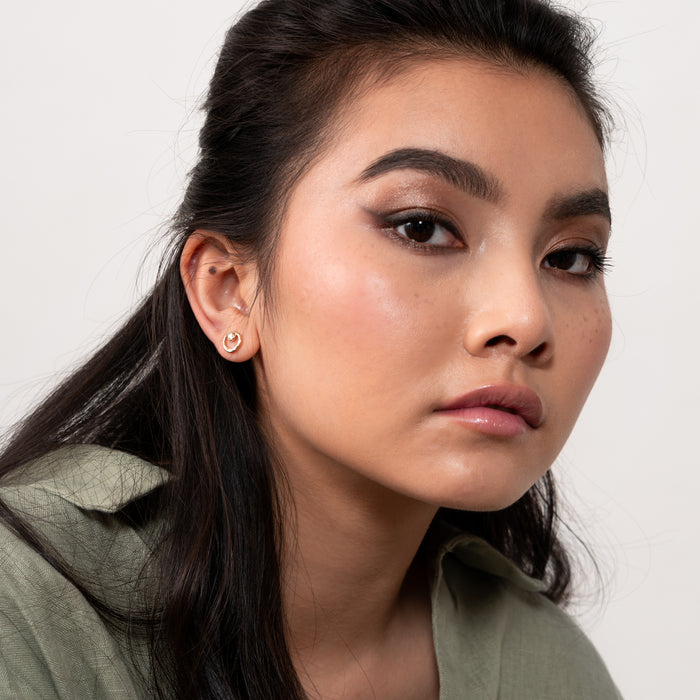 Dower & Hall White Sapphire Circle Dewdrop Studs