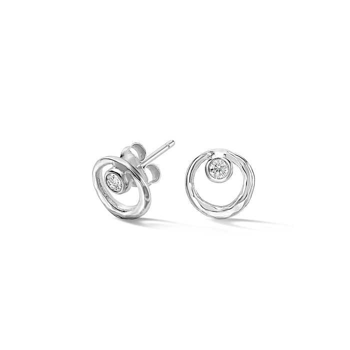 dower & hall White Sapphire Circle Dewdrop Studs