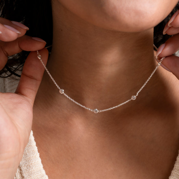 Dower & Hall White Sapphire Dewdrop Chain Necklace