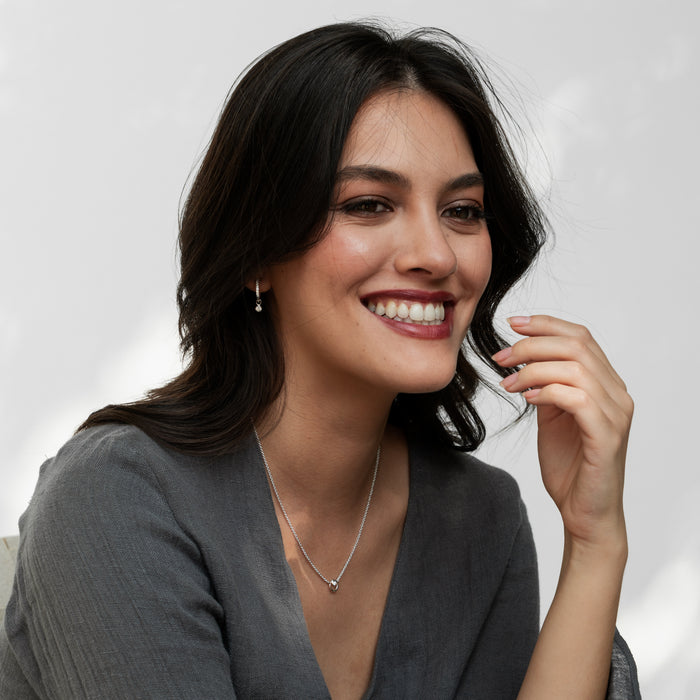 Dower & Hall White Sapphire Dewdrop Charm Hoops