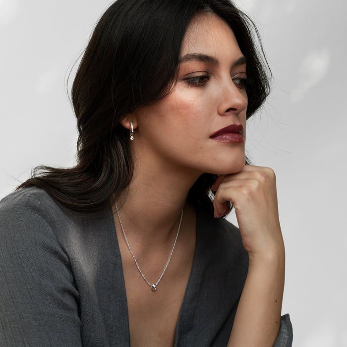 Dower & Hall White Sapphire Dewdrop Charm Hoops