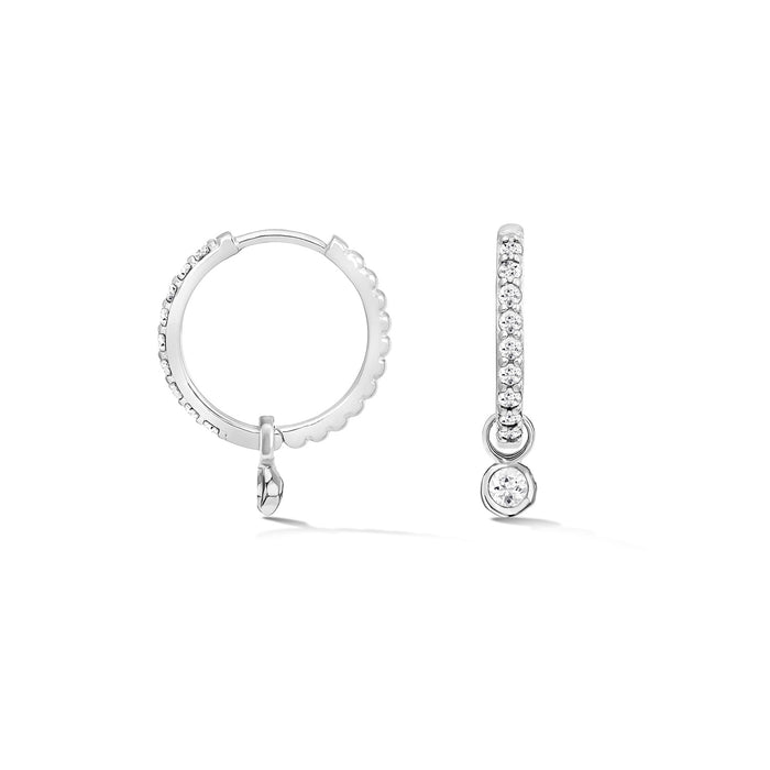 Dower & Hall White Sapphire Dewdrop Charm Hoops