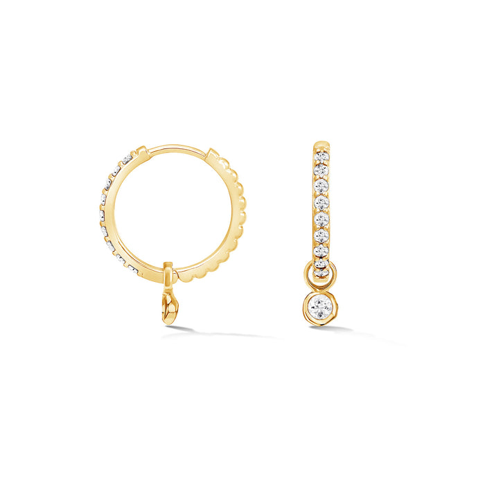 dower & hall White Sapphire Dewdrop Charm Hoops