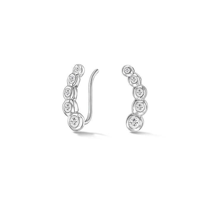 dower & hall White Sapphire Dewdrop Ear Climbers