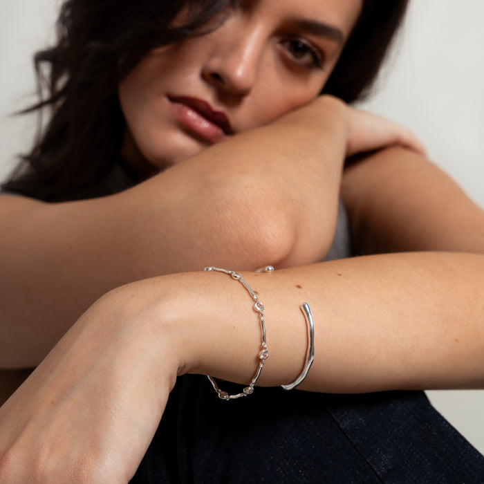 Dower & Hall White Sapphire Dewdrops Link Bracelet